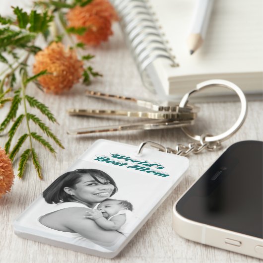 Best mam foto groene tekst sleutelhanger (Voorkant Rechts)