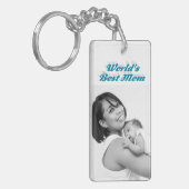 Best mam foto sky blue text sleutelhanger (Voorkant Links)