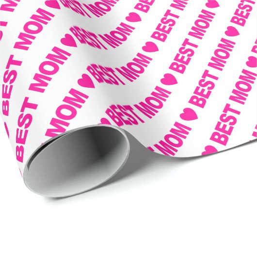 Best mam Hot Pink op wit omslagpapier Cadeaupapier (Rol Hoek)