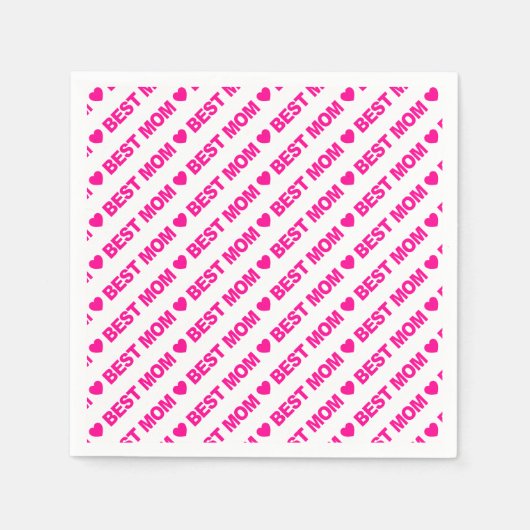 Best mam Hot Pink op witboek Napkin Servet (Voorkant)