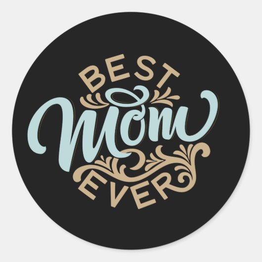 Best mam in Word Art Ronde Sticker (Voorkant)