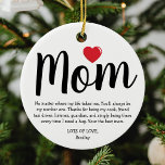 Best mam Kerstmis Keramisch Ornament<br><div class="desc">Creëer je eigen kerstversiering met het woord "mama" in een scriptlettertype,  een rood hart,  een leuke paragraaf over hoe geweldig je mama is,  en jouw naam.</div>