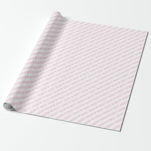 Best mam Light Pink op wit omslagpapier Cadeaupapier (Uitgerold)