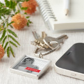 Best mam Moederdag Foto White Red Banner Sleutelhanger (Zijkant)