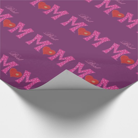 Best mam, Moederdag paars verpakkingspapier Cadeaupapier (Hoek)