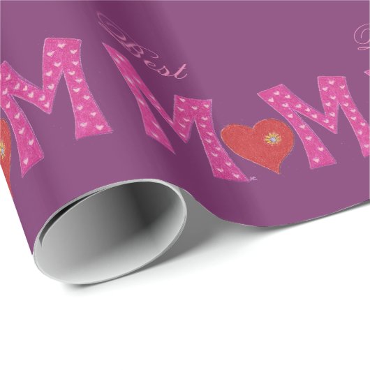 Best mam, Moederdag paars verpakkingspapier Cadeaupapier (Rol Hoek)