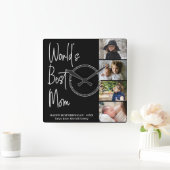 Best Mam Moederdag Photo Collage Square Vierkante Klok (Huis)