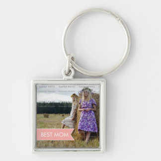 Best mam Moederdag White Pink Banner Foto Sleutelhanger