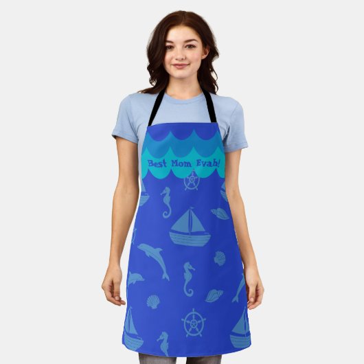 Best mam Nautical Pattern Theme Schort (Gedragen)