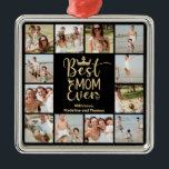 Best mam ooit 12 Photo Collage Metalen Ornament<br><div class="desc">Show je moeder hoeveel je van haar houdt met deze gouden foto-collage van beste mama ooit met ruimte voor 12 speciale foto's. Met geweldige typografie in goud met een kroon en harten. Voeg kinder namen toe om te personaliseren. Zo'n geweldige keepaard. Bekijk de coördinerende objecten in onze winkel, gekantelde Finch...</div>