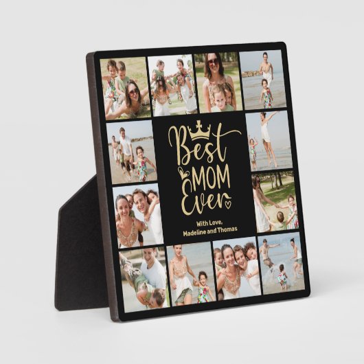 Best mam ooit 12 Photo Collage Plaque Fotoplaat (Voorkant)