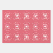 Best mam ooit aangepaste mosterd blauw roze koraal inpakpapier vel (Voorkant 3)