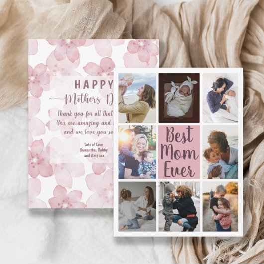 Best mam ooit Blush Pink Photo Floral