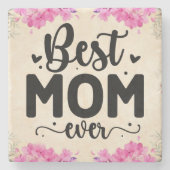 Best mam ooit Elegant Script Floral Stenen Onderzetter (Voorkant)