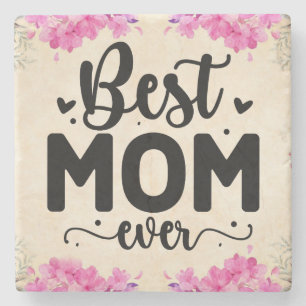 Best mam ooit Elegant Script Floral Stenen Onderzetter