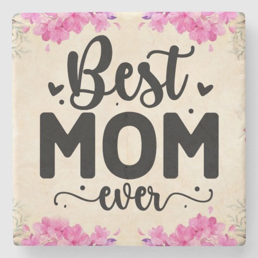Best mam ooit Elegant Script Floral Stenen Onderzetter (Voorkant)