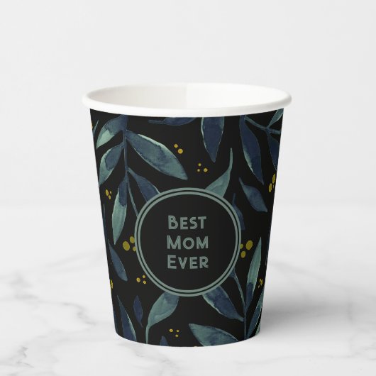 Best mam ooit elegante bloemtakken papieren bekers (Links)