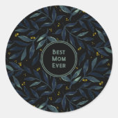 Best mam ooit elegante bloemtakken ronde sticker (Voorkant)