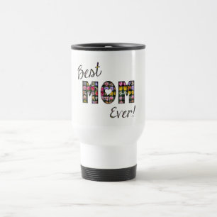 Best Mam ooit Ever Elegant Flowers Floral Typograf Reisbeker