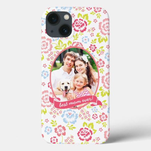 Best mam ooit - Floral - Aangepaste foto Case-Mate iPhone Case (Achterkant)
