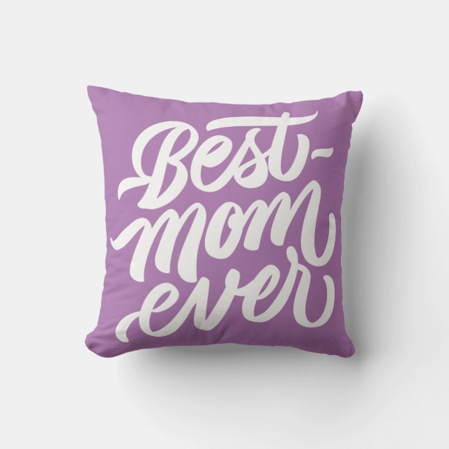 Best mam ooit handgeschreven Script Lavender Kussen (Voorkant)