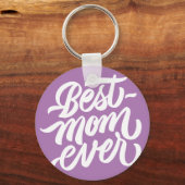 Best mam ooit handgeschreven Script Lavender Sleutelhanger (Voorkant)