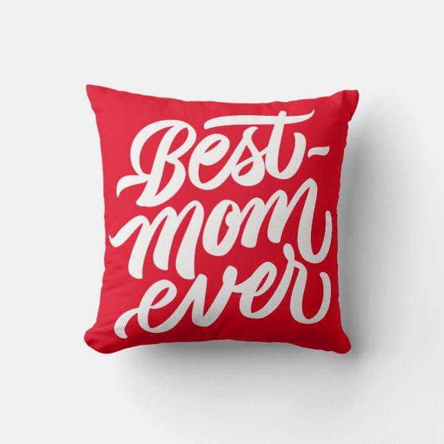 Best mam ooit handgeschreven script Typografie Red Kussen (Voorkant)