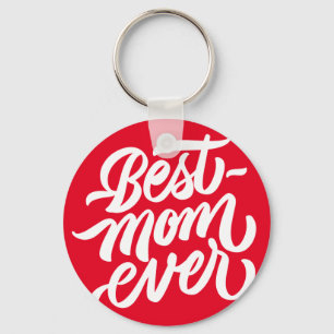 Best mam ooit handgeschreven script Typografie Red Sleutelhanger
