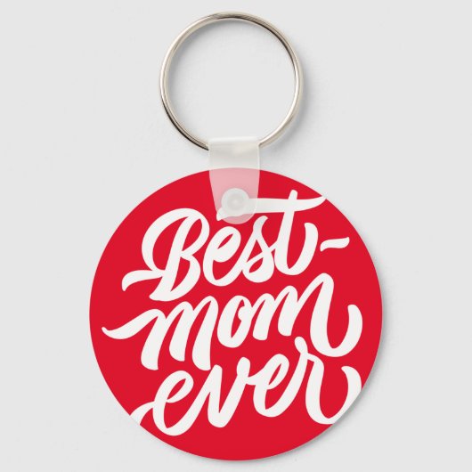 Best mam ooit handgeschreven script Typografie Red Sleutelhanger (Voorkant)