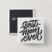 Best mam ooit handgeschreven script Typografie Vierkante Button 5,1 Cm (Voorkant /achterkant)