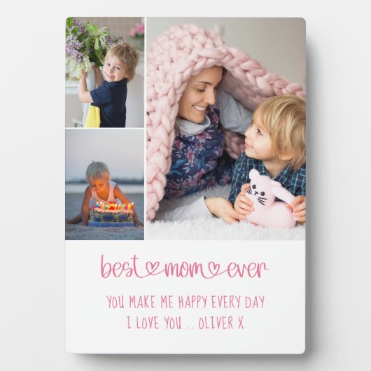 Best mam ooit hartlettering Editable 3 Foto Fotoplaat (voorkant)