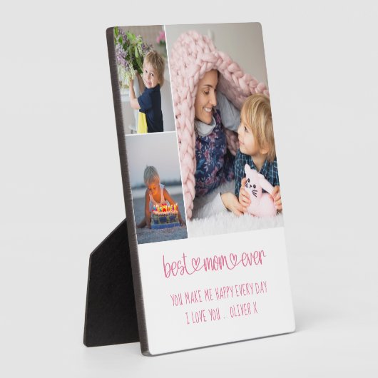 Best mam ooit hartlettering Editable 3 Foto Fotoplaat (Zijkant)