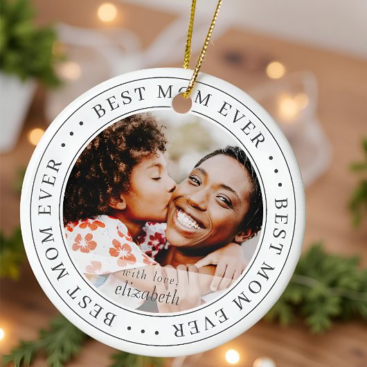 Best mam ooit - Klassieke Eenvoudige foto Keramisch Ornament