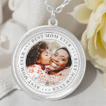 Best mam ooit - Klassieke Eenvoudige foto Zilver Vergulden Ketting<br><div class="desc">Dit eenvoudige en klassieke ontwerp is samengesteld uit serif typografie en voegt een douanefoto toe.</div>