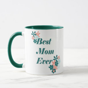 Best mam ooit lieflijk groen Floral design Mok