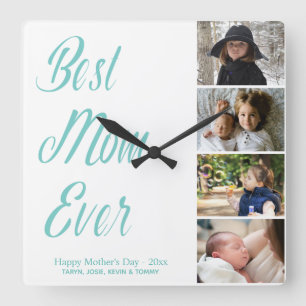 Best mam ooit Moederdag Photo Collage Square Wa Vierkante Klok