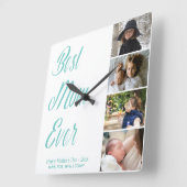 Best mam ooit Moederdag Photo Collage Square Wa Vierkante Klok (Hoek)