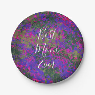 Best mam ooit Paarse roze tuin gekleurde Floral Papieren Bordje