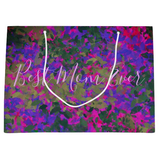 Best mam ooit Paarse roze tuin geverfd Groot Cadeauzakje (Voorkant)