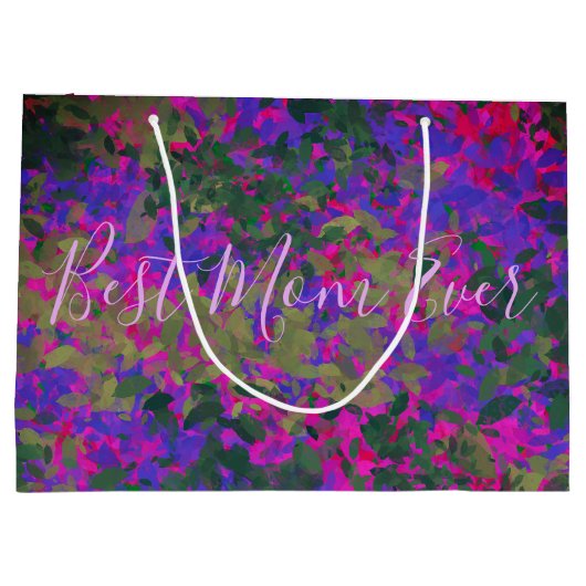 Best mam ooit Paarse roze tuin geverfd Groot Cadeauzakje (Achterkant)