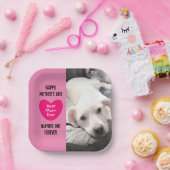 Best mam ooit puppy dog roze hart 1 foto papieren bordje (Feest)