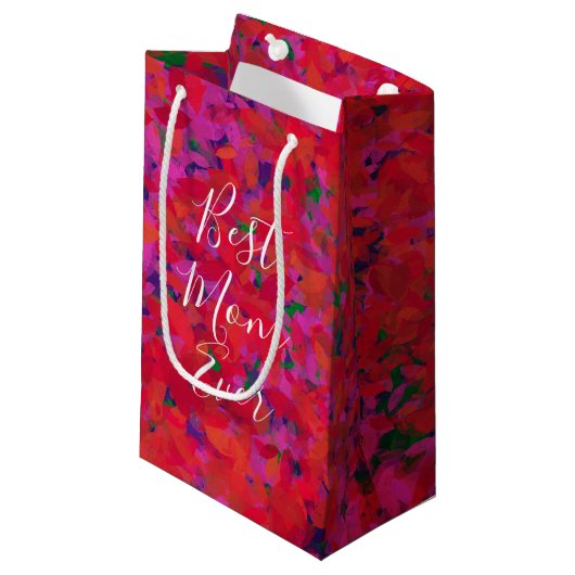 Best mam ooit Red Florals Garden Hand Painted Klein Cadeauzakje (Voorkant Gekanteld)