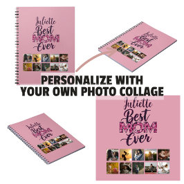 Best mam ooit roze Floral Foto Collage Notitieboek
