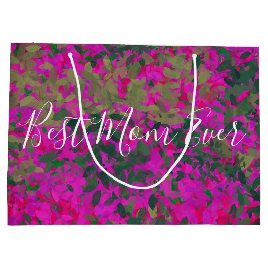 Best mam ooit roze Floral Garden Hand schilderd Groot Cadeauzakje (Achterkant)