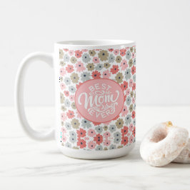 Best mam ooit roze Floral Koffiemok