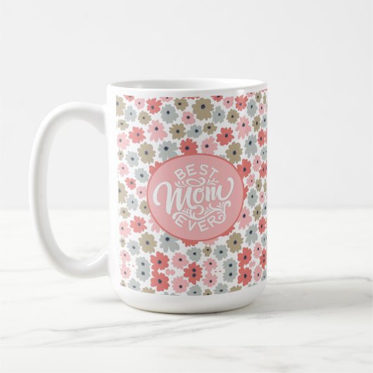 Best mam ooit roze Floral Koffiemok (Links)