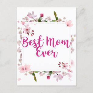 Best mam ooit roze Floral Moederdag Briefkaart