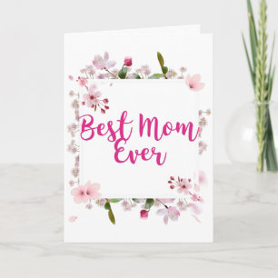 Best mam ooit roze Floral Moederdag Kaart