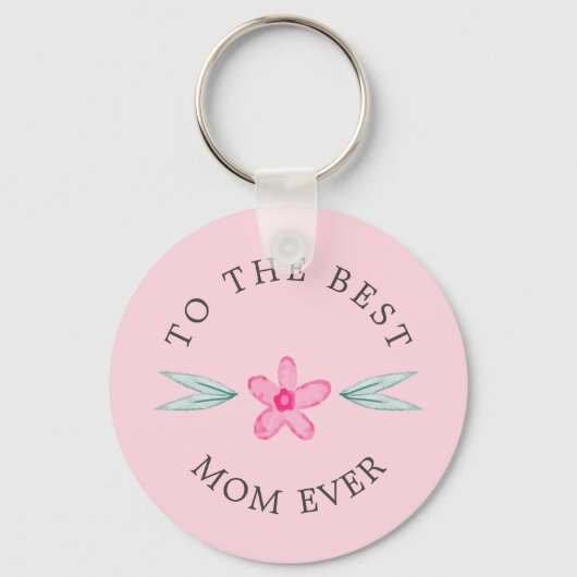 Best mam ooit roze Floral Moederdag Sleutelhanger (Voorkant)