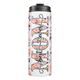 Best mam ooit roze Floral Thermosbeker